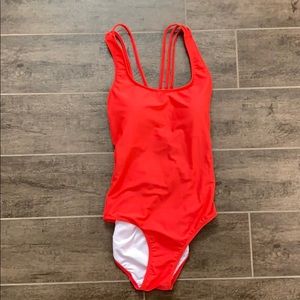 orange/pink bathing suit!